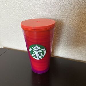 Starbucks Red Pink Purple Swirl Tumbler 16 Oz Cold With Lid No Straw Grande